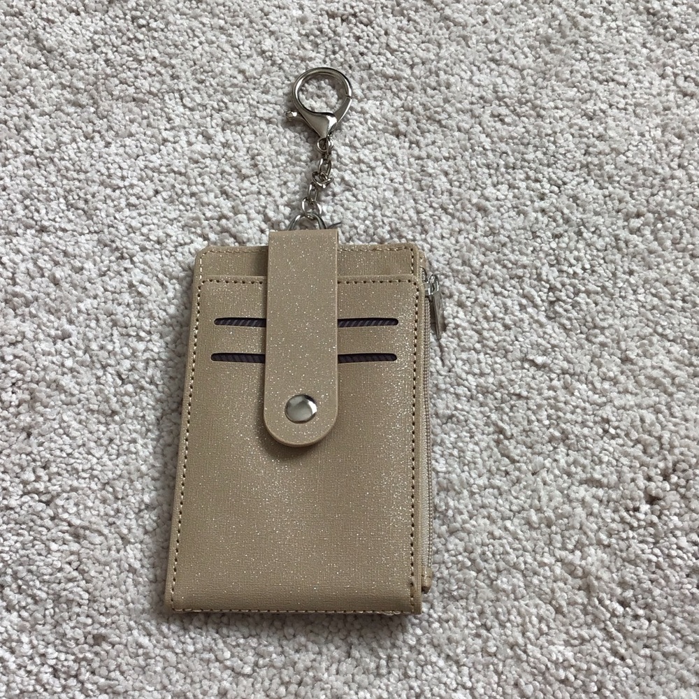 Beige Card Holder with Keychain